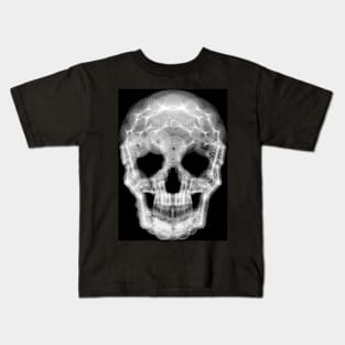 Spirograph Skull: a digital geometric black and white collage Kids T-Shirt